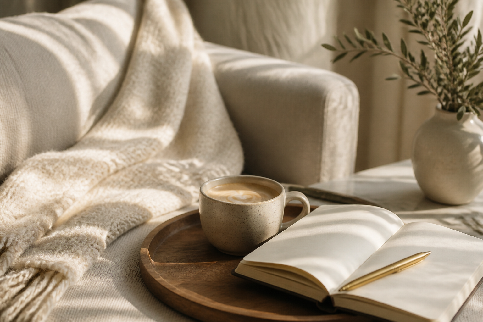 Coffee, notebook and a quiet place to think